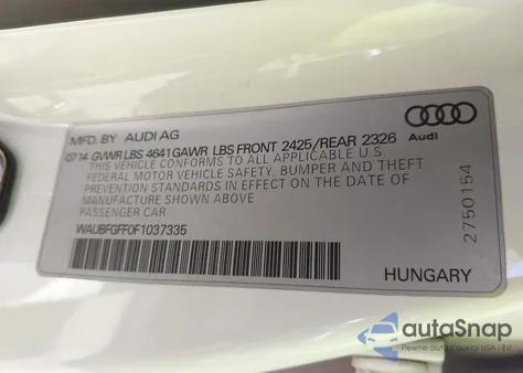 2015 Audi S3 2.0T Premium Plus z USA, uszkodzony, nr VIN WAUBFGFF0F1037335